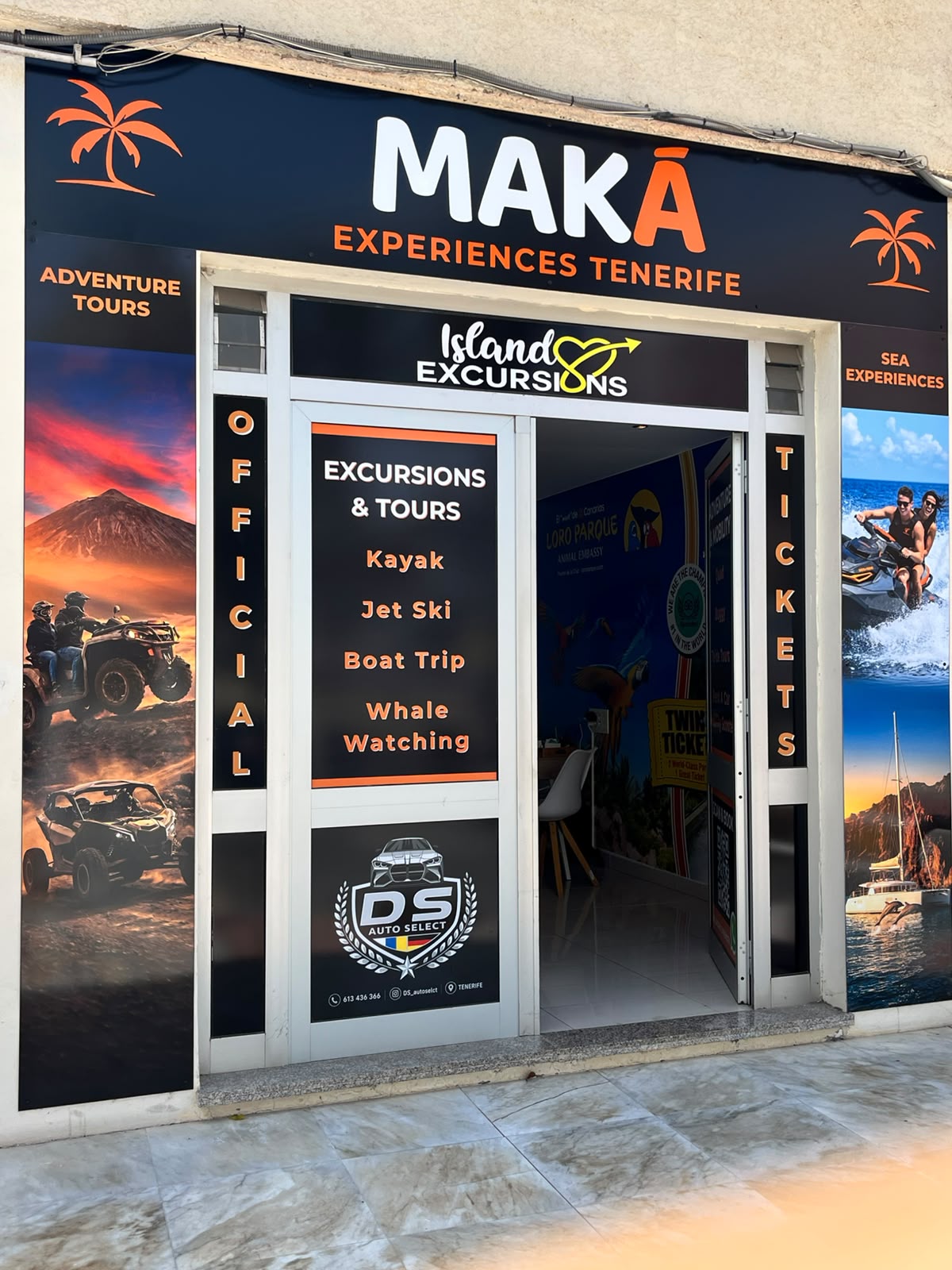 Makà Experiences Tenerife shop sign